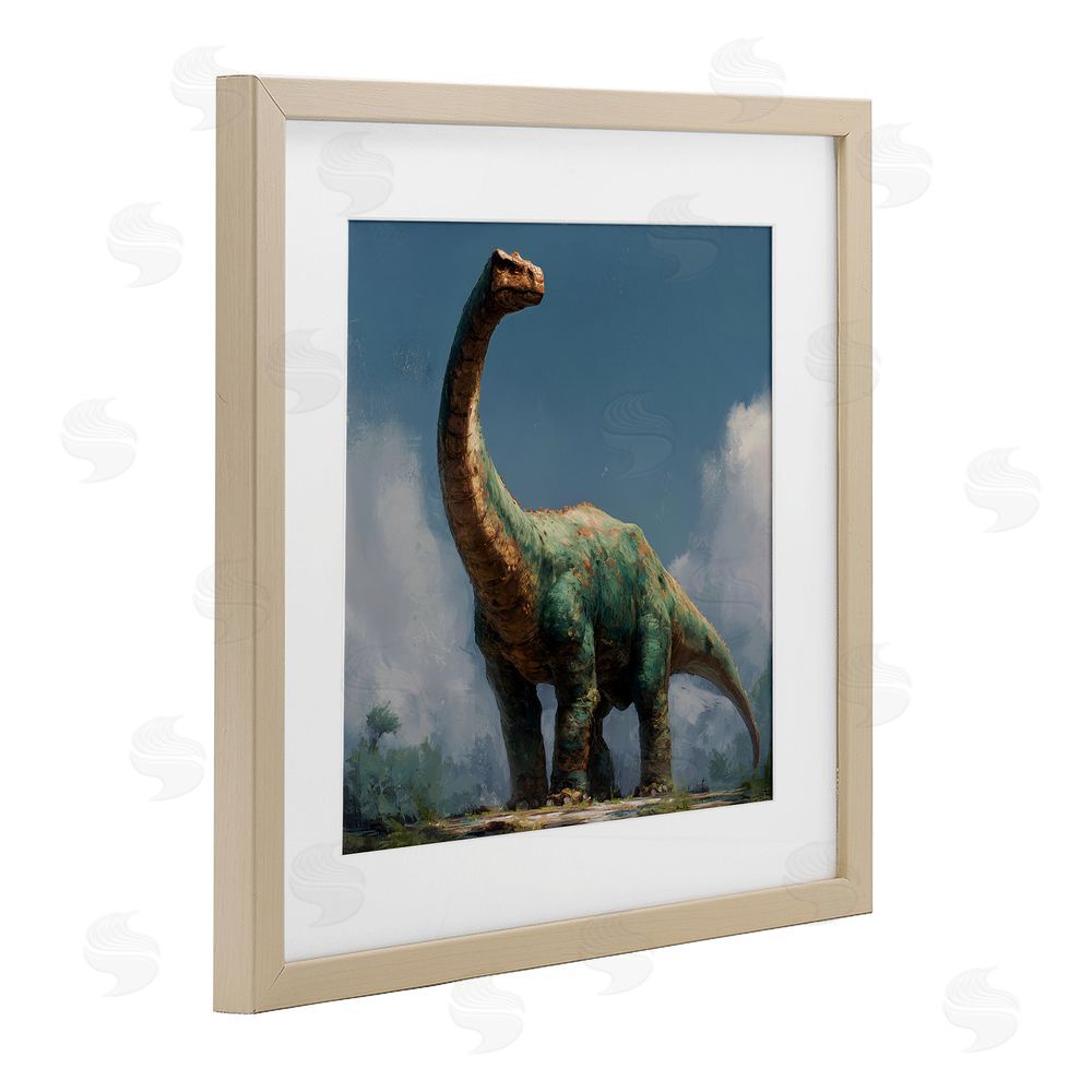 Wumples Colossal Brontosaurus in Meadow Brown Framed Print Under Glass Wall Art