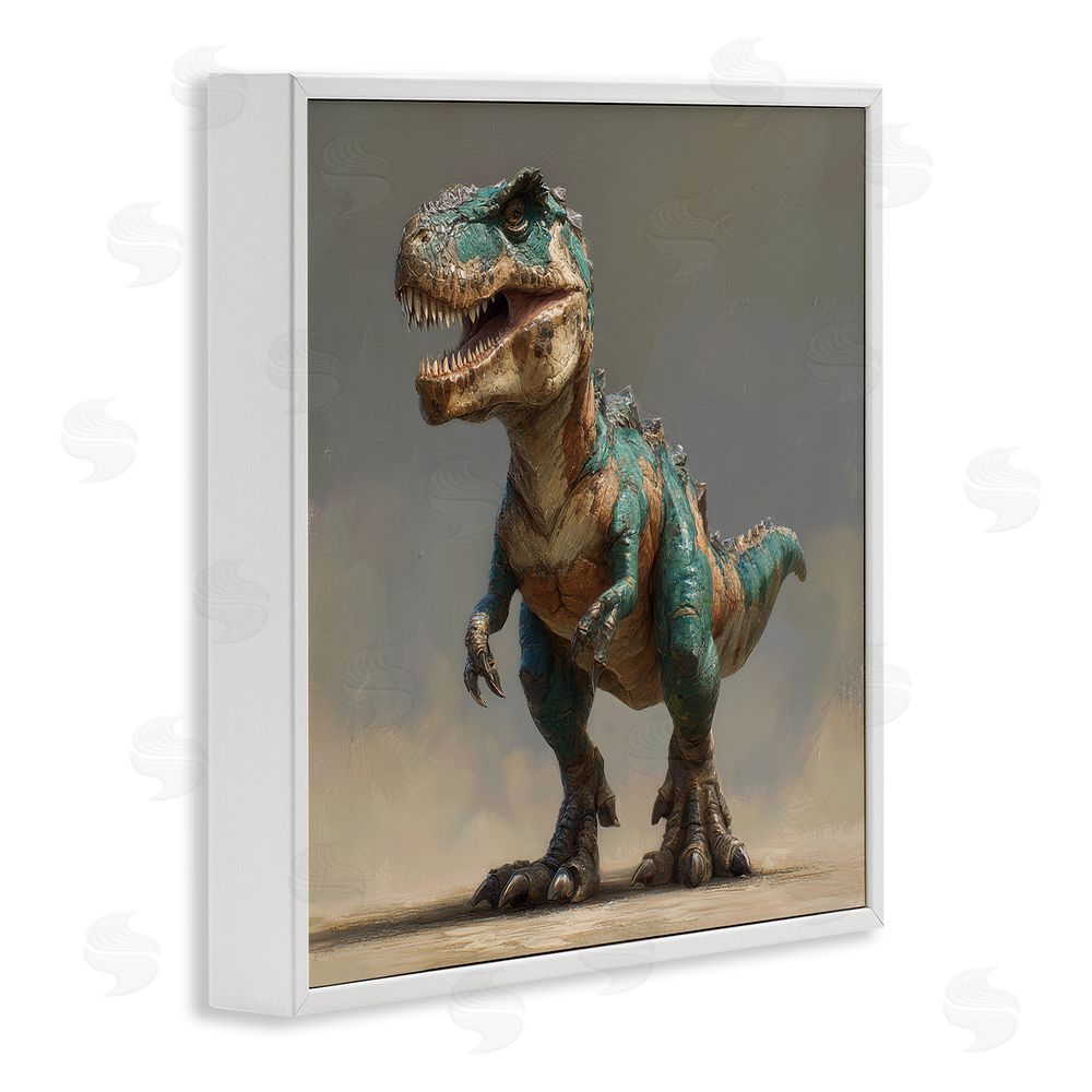 Wumples Turquoise T-Rex Study White Framed Giclee Wall Art Print