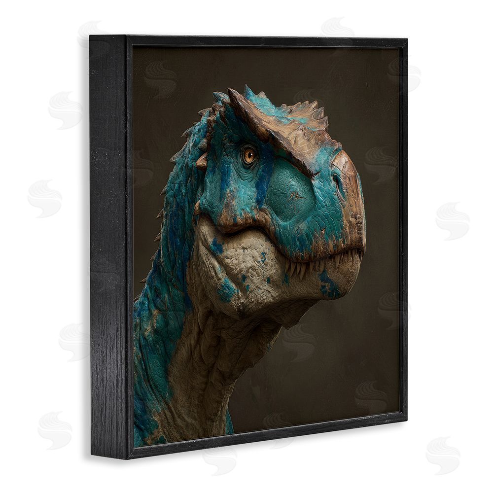 Wumples Cerulean Scaled Dinosaur Detail Black Framed Giclee Wall Art Print