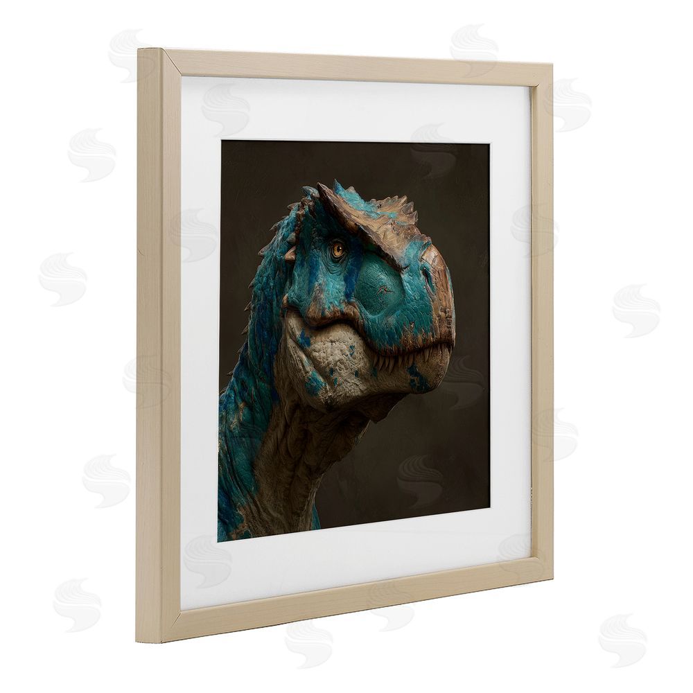 Wumples Cerulean Scaled Dinosaur Detail Brown Framed Print Under Glass Wall Art