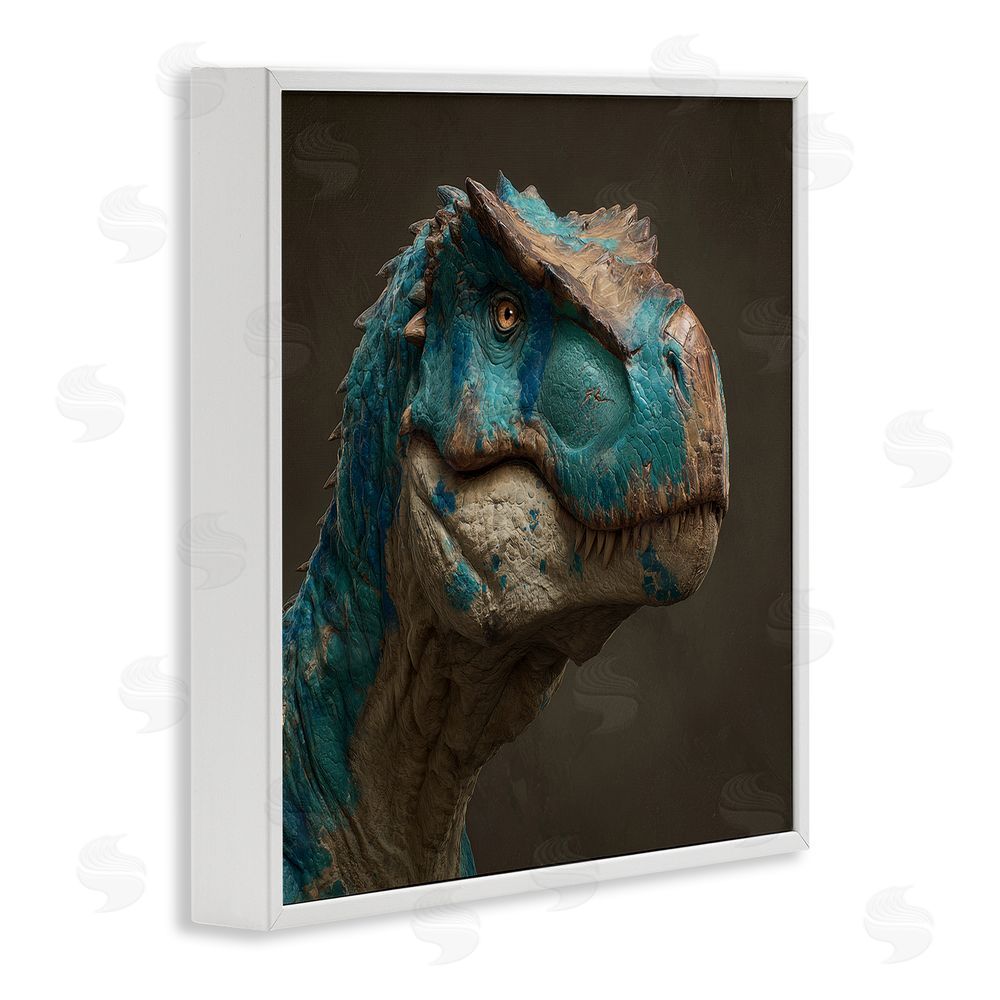 Wumples Cerulean Scaled Dinosaur Detail White Framed Giclee Wall Art Print