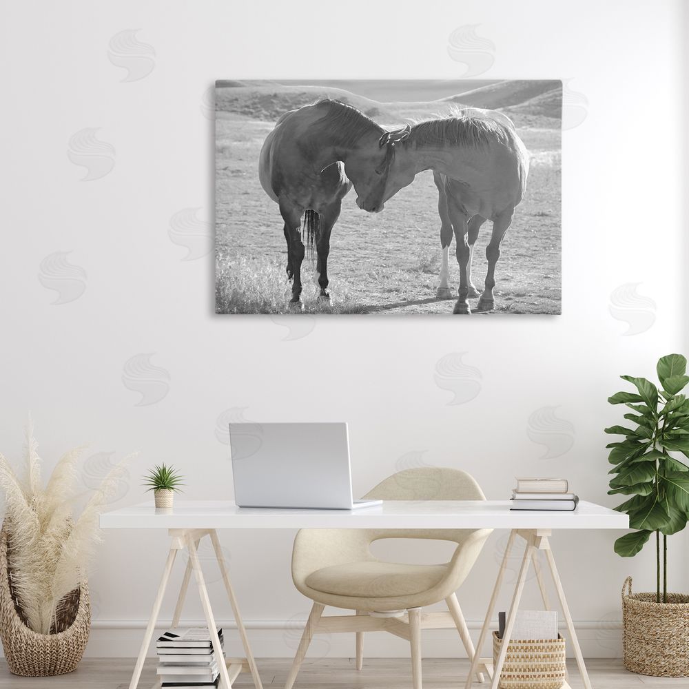 Steve Toole Sweet Nothings Bond Between Horses Stretched Canvas Wall Art in Room