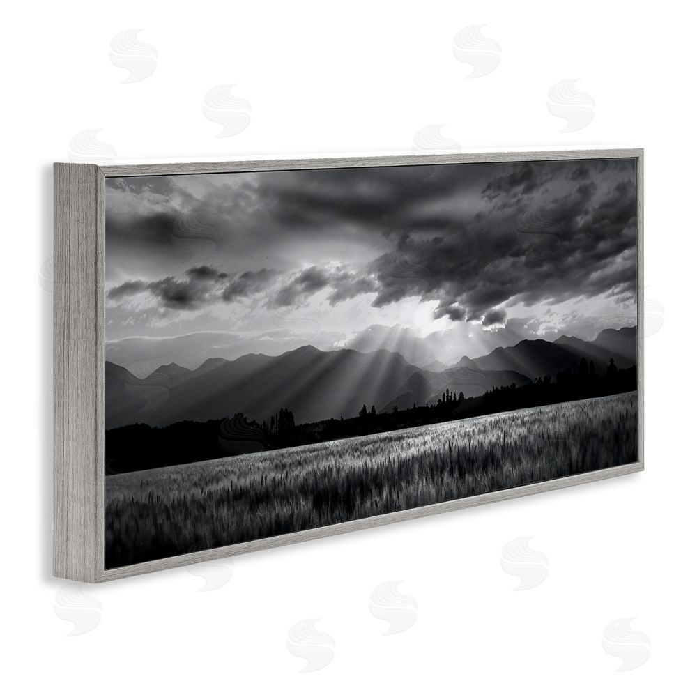Steve Toole Mountain Morning Sunbeams Gray Framed Giclee Wall Art Print