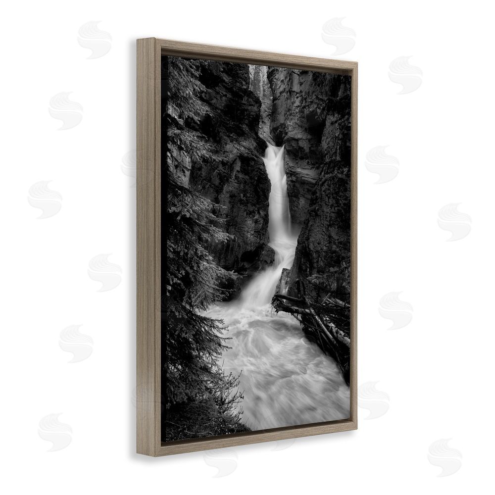 Jon Evan Banff National Park Waterfall Brown Floating Frame Canvas Wall Art Print