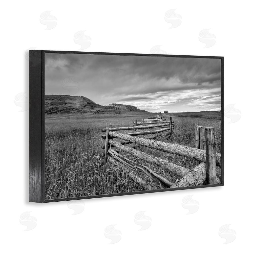 Jon Evan Weathered Fence to Distant Horizon Black Framed Giclee Wall Art Print