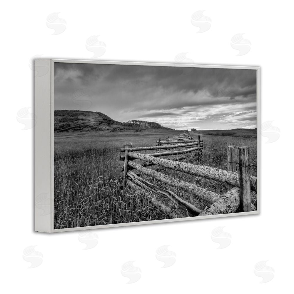 Jon Evan Weathered Fence to Distant Horizon White Framed Giclee Wall Art Print