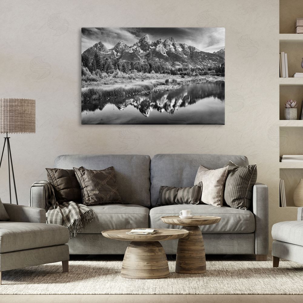 Rick Berk Teton Mountain Reflections Stretched Canvas Wall Art in Room
