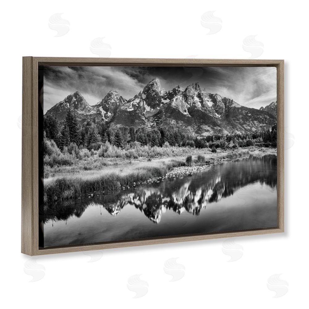 Rick Berk Teton Mountain Reflections Brown Floating Frame Canvas Wall Art Print