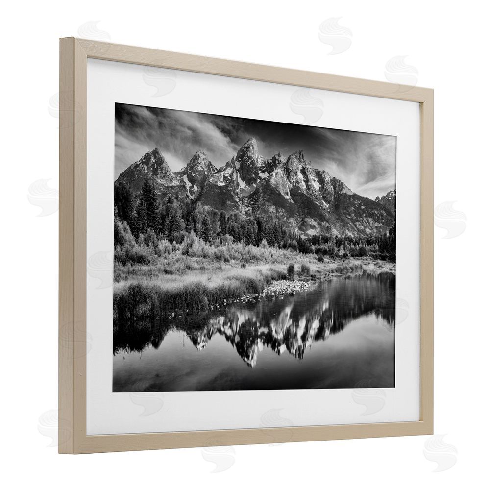 Rick Berk Teton Mountain Reflections Brown Framed Print Under Glass Wall Art