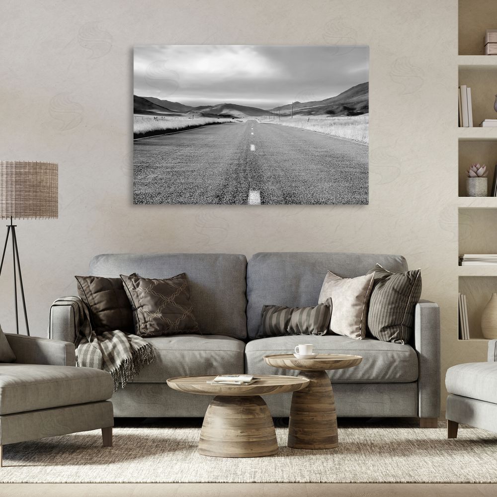 Steve Toole Open Road Through Rolling Hills Stretched Canvas Wall Art in Room