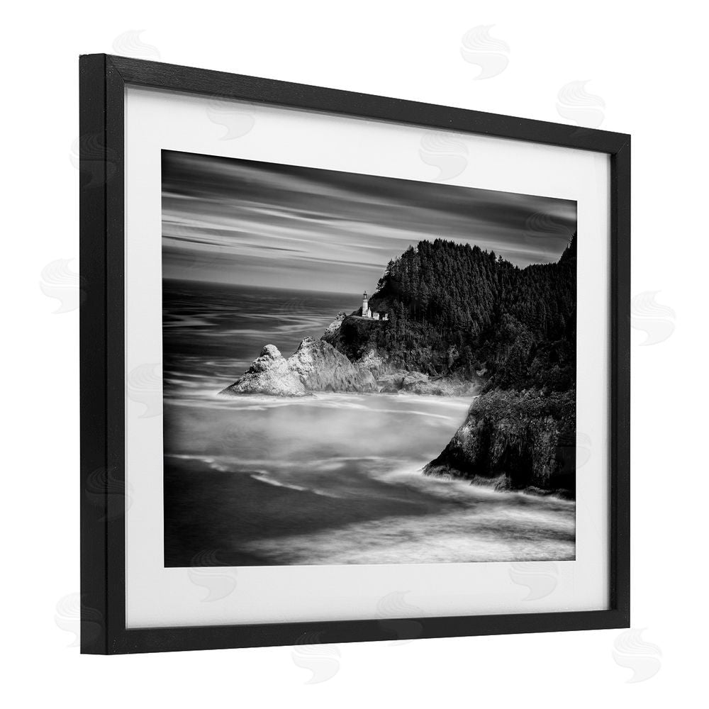 Rick Berk Perched Above The Pacific Black Framed Print Under Glass Wall Art