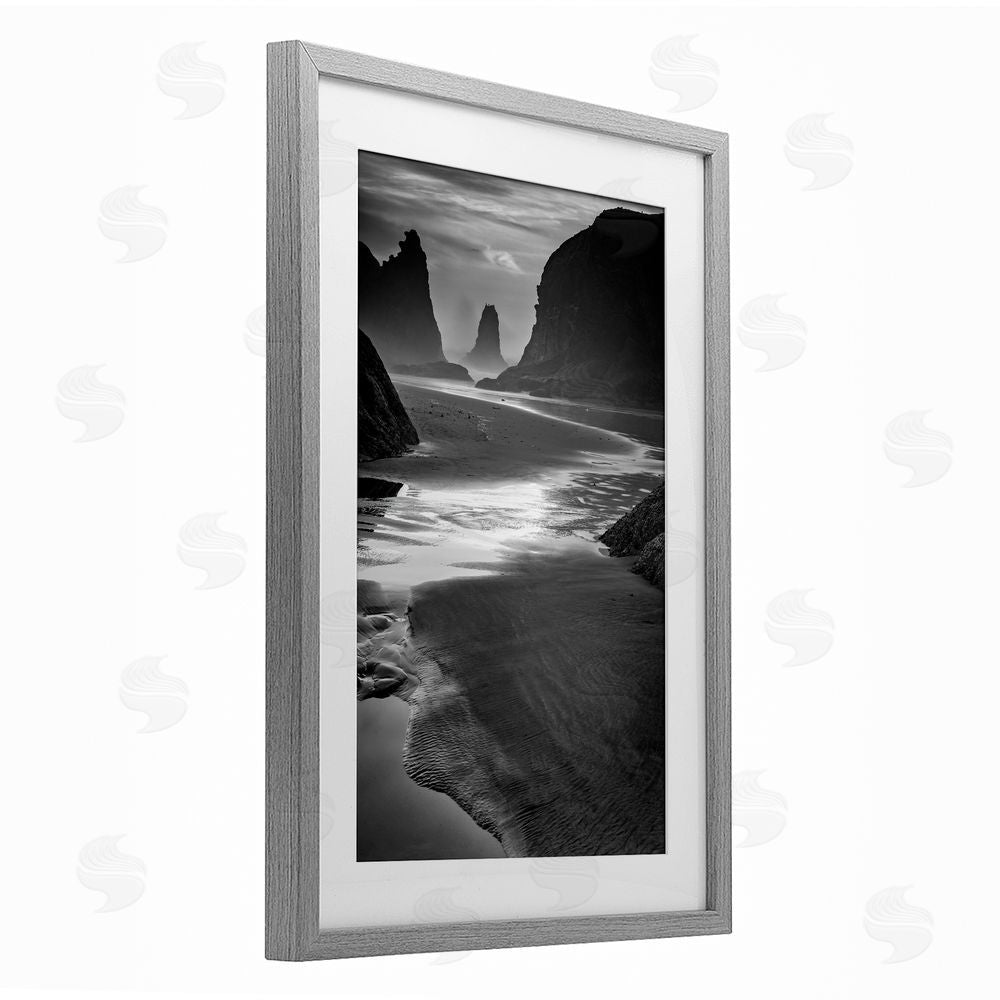 Rick Berk Last Light On Bandon Beach Gray Framed Print Under Glass Wall Art