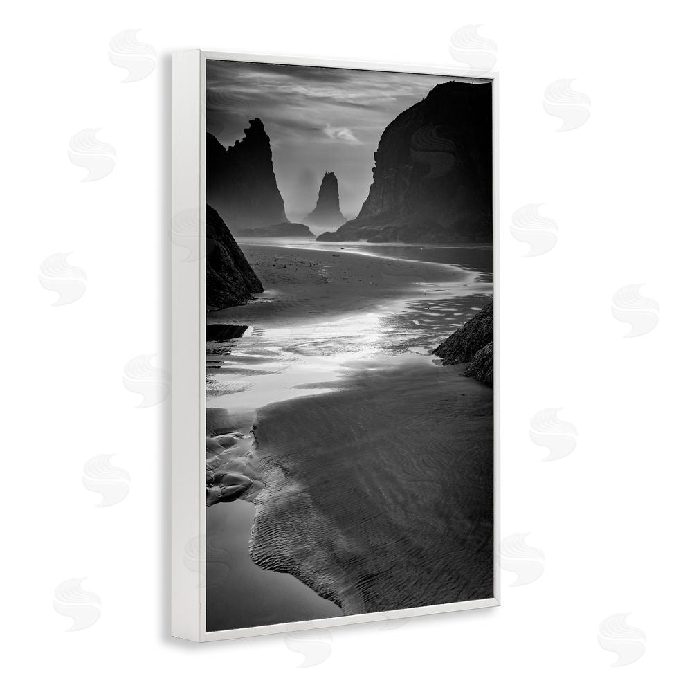 Rick Berk Last Light On Bandon Beach White Framed Giclee Wall Art Print
