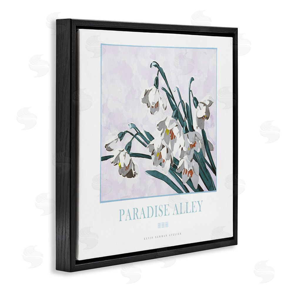 Jadei Graphics Paradise Alley White Spring Blooms Black Floating Frame Canvas Wall Art Print