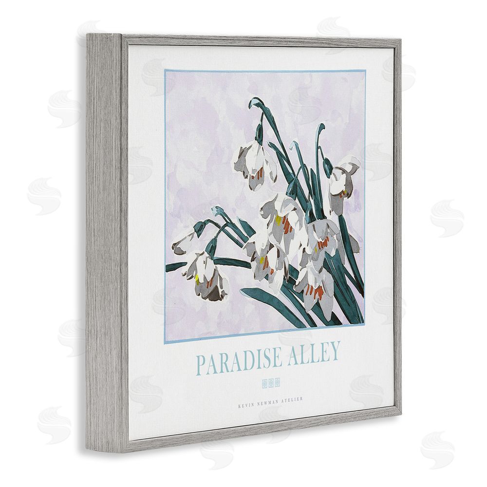 Jadei Graphics Paradise Alley White Spring Blooms Gray Framed Giclee Wall Art Print