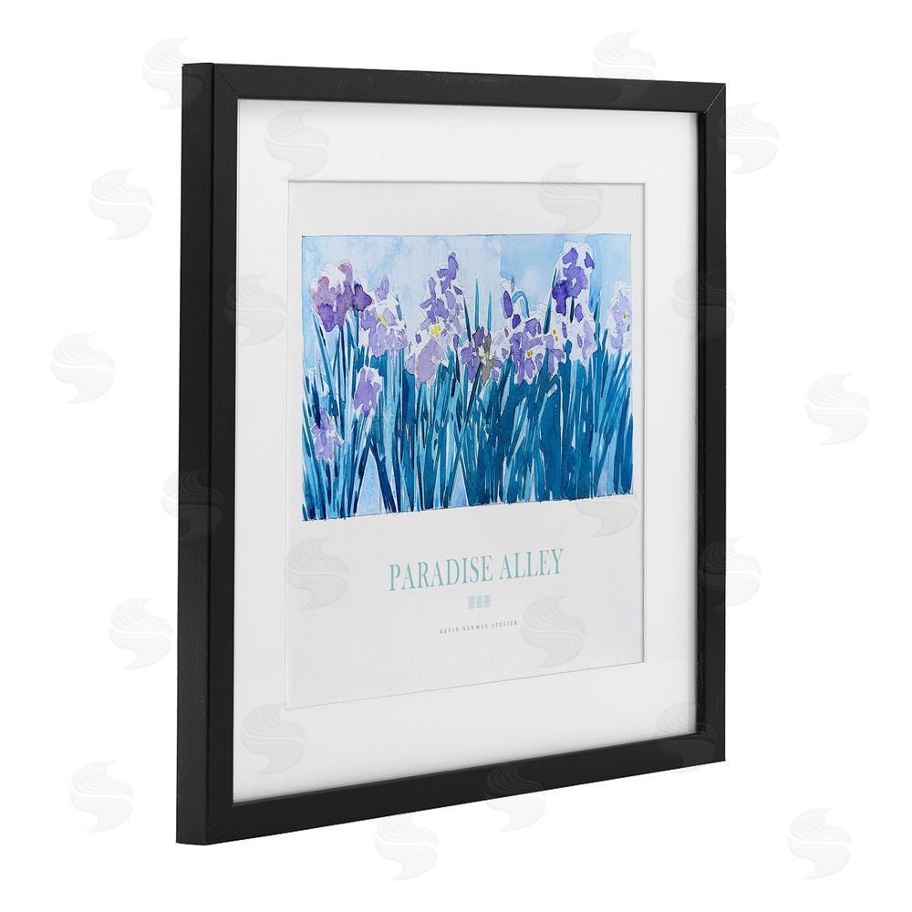 Jadei Graphics Paradise Alley Purple Irises Black Framed Print Under Glass Wall Art