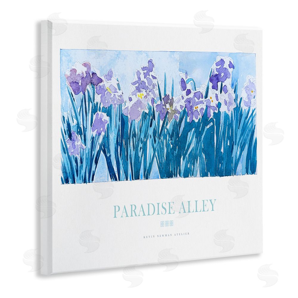 Jadei Graphics Paradise Alley Purple Irises Wooden Wall Plaque Art Print
