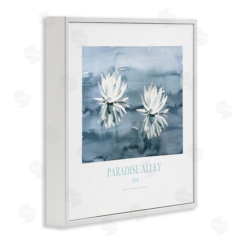 Jadei Graphics Paradise Alley Water Lilies White Framed Giclee Wall Art Print