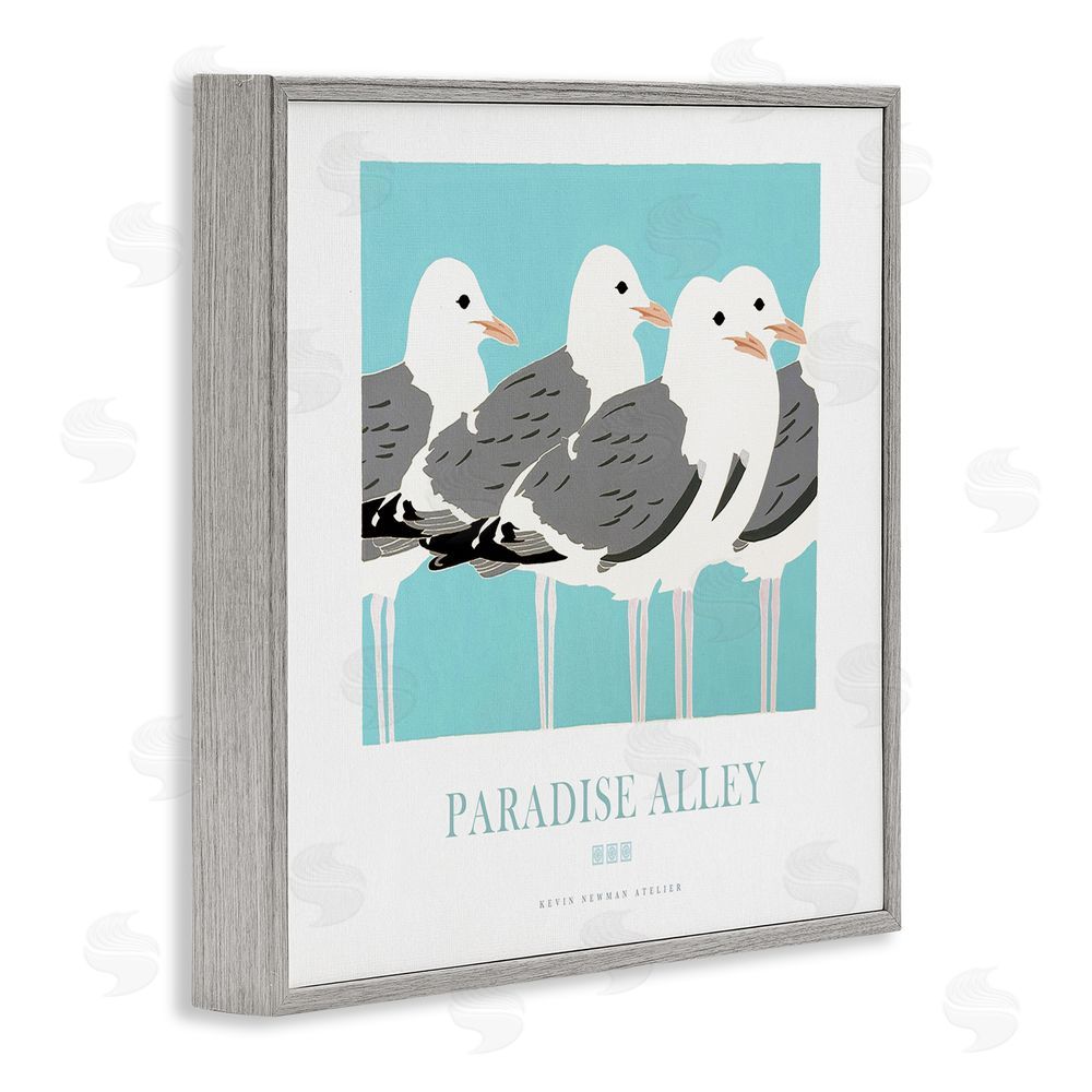 Jadei Graphics Paradise Alley Seagull Gathering Gray Framed Giclee Wall Art Print