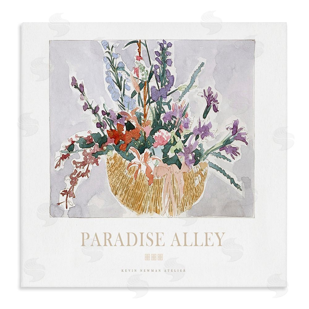Jadei Graphics Paradise Alley Basket of Flowers Stretched Canvas Wall Art Print
