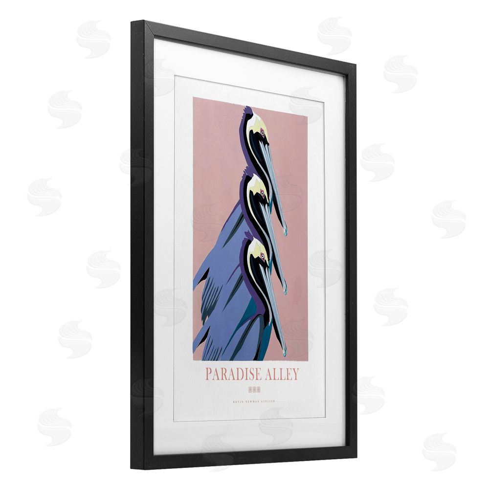 Jadei Graphics Paradise Alley Pelican Trio Black Framed Print Under Glass Wall Art