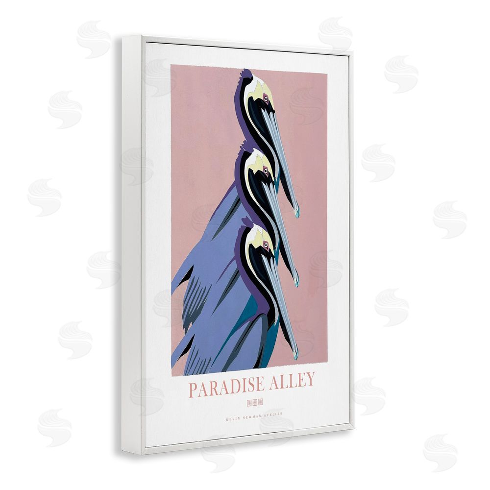 Jadei Graphics Paradise Alley Pelican Trio White Framed Giclee Wall Art Print