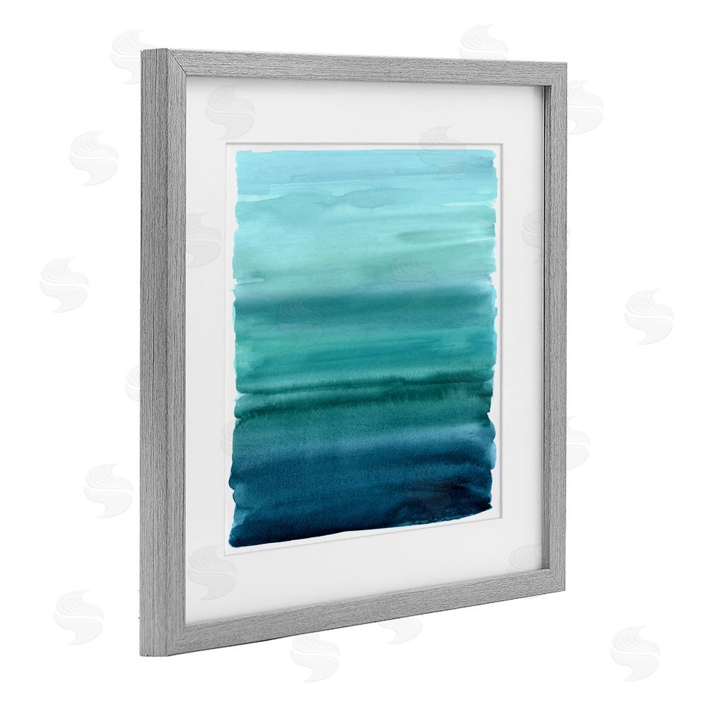 Allie Corbin Aqua Ombre Gradient Gray Framed Print Under Glass Wall Art