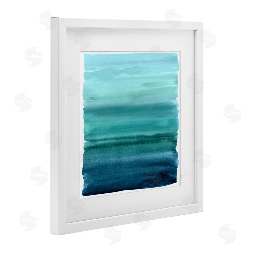Allie Corbin Aqua Ombre Gradient White Framed Print Under Glass Wall Art