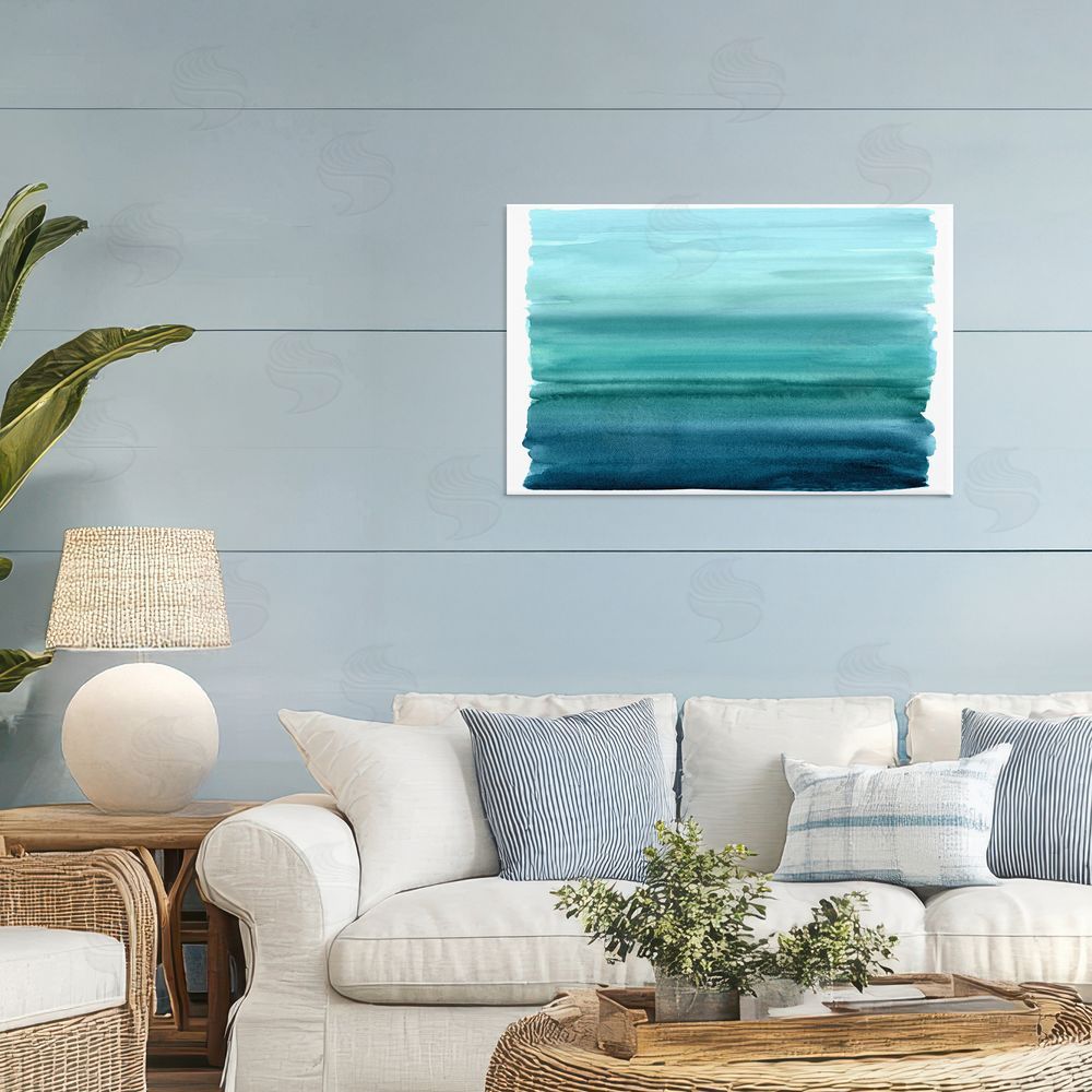 Allie Corbin Ombre Teal Gradient Stretched Canvas Wall Art in Room