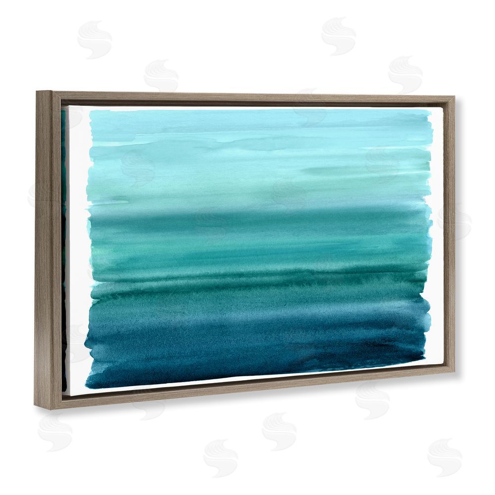 Allie Corbin Ombre Teal Gradient Brown Floating Frame Canvas Wall Art Print