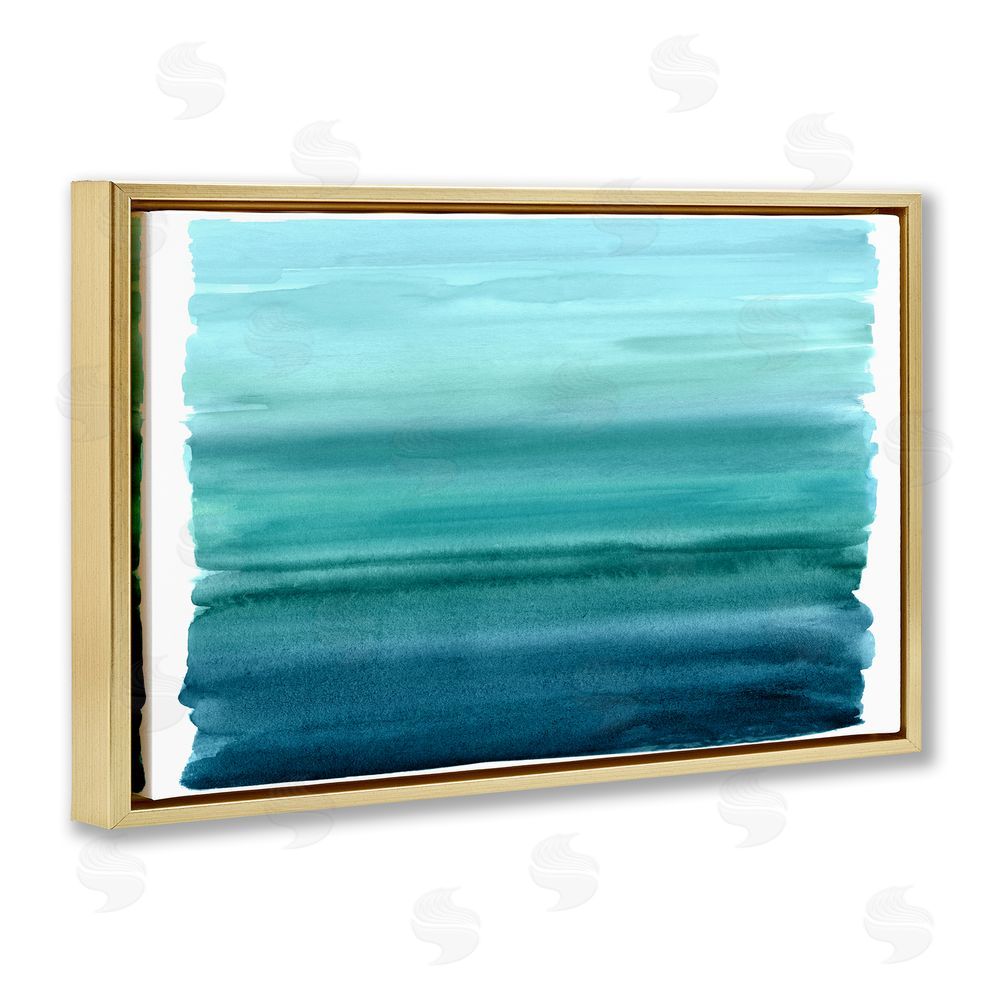 Allie Corbin Ombre Teal Gradient Gold Floating Frame Canvas Wall Art Print
