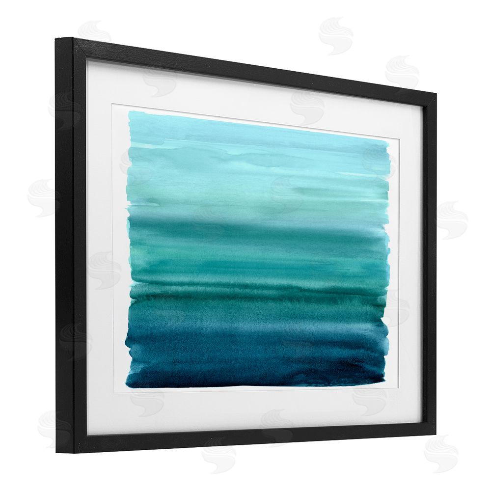 Allie Corbin Ombre Teal Gradient Black Framed Print Under Glass Wall Art