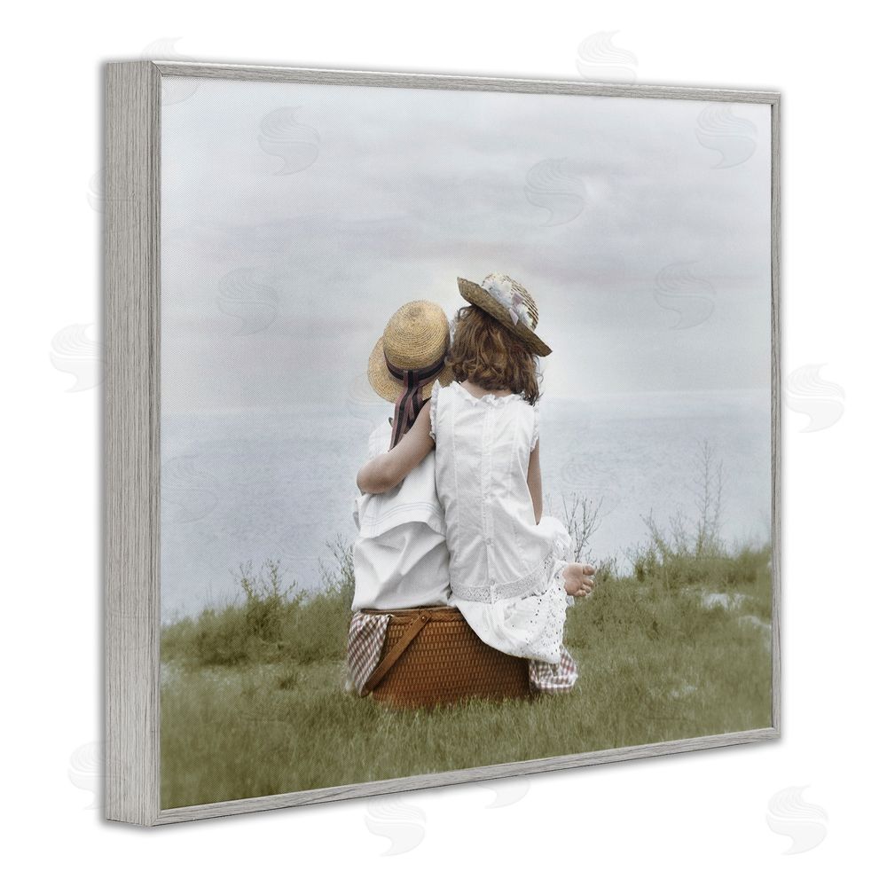 Kendra Dew Friends By The Ocean Gray Framed Giclee Wall Art Print