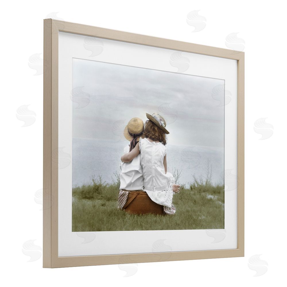 Kendra Dew Friends By The Ocean Brown Framed Print Under Glass Wall Art