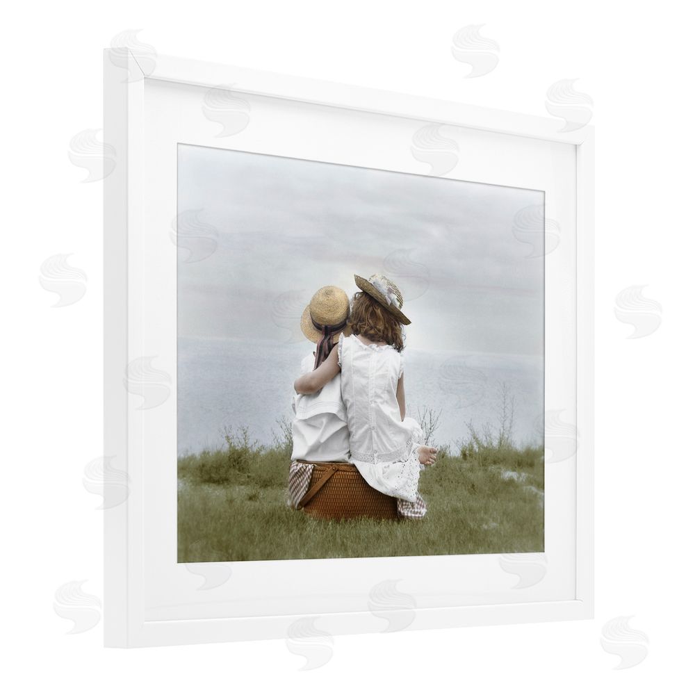 Kendra Dew Friends By The Ocean White Framed Print Under Glass Wall Art