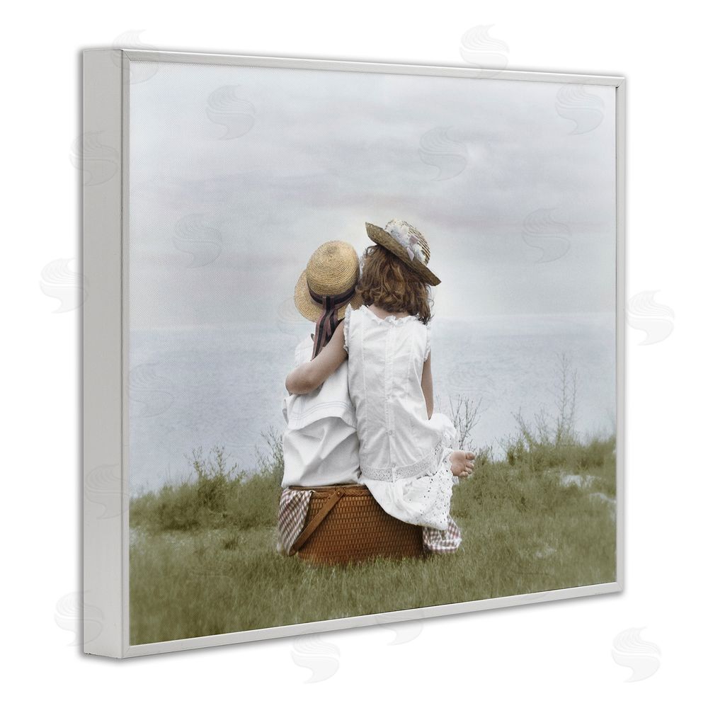 Kendra Dew Friends By The Ocean White Framed Giclee Wall Art Print
