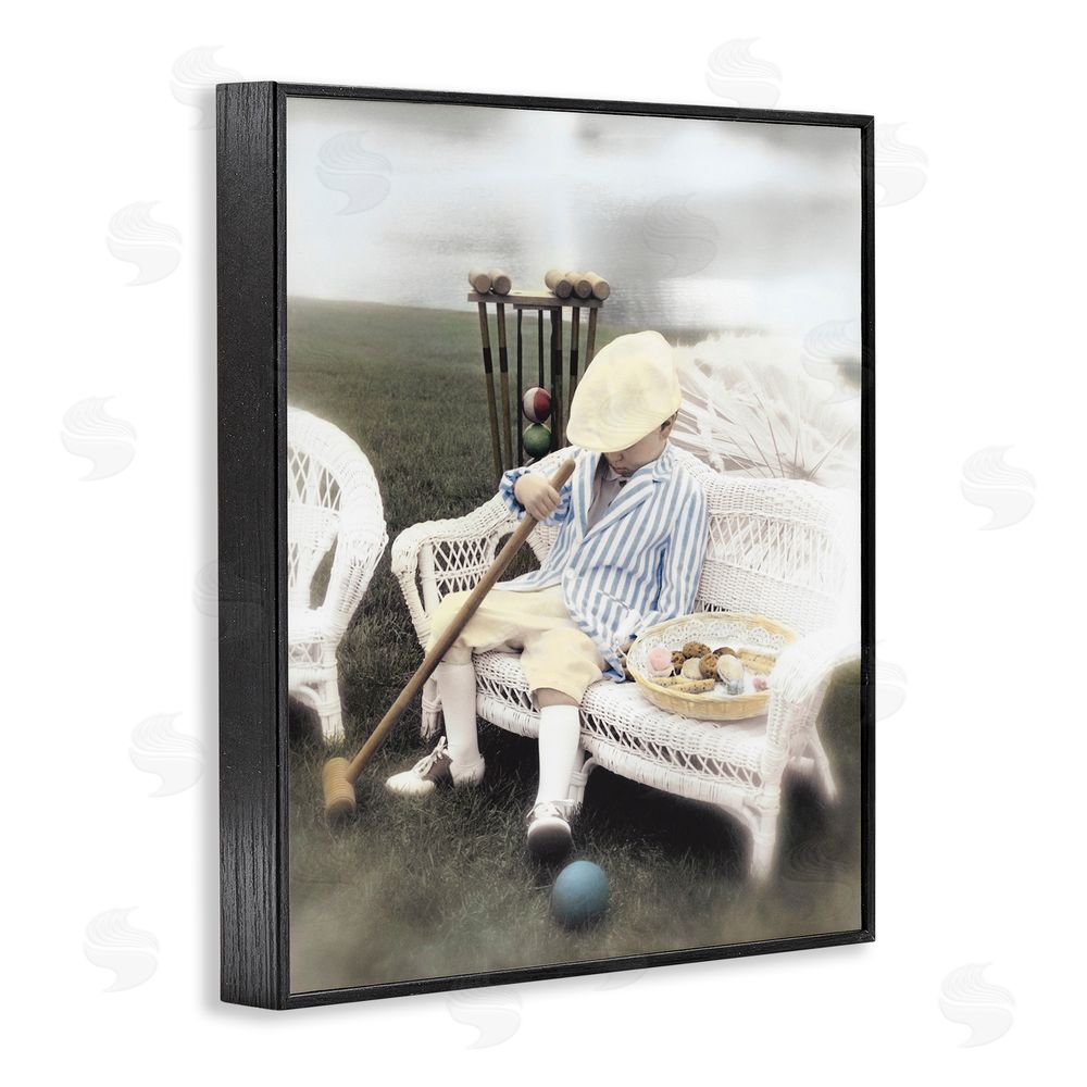Kendra Dew Child with Croquet Mallet Black Framed Giclee Wall Art Print