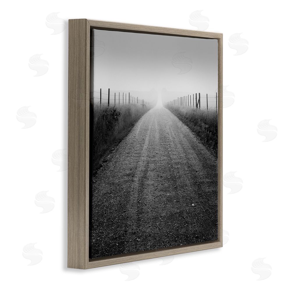 Chip Forelli Country Road in Morning Mist Brown Floating Frame Canvas Wall Art Print