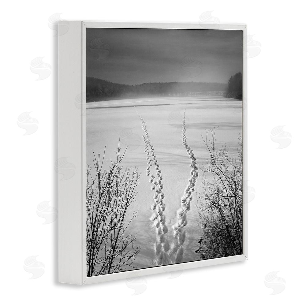Chip Forelli Snowstep Tracks Across Frozen Lakes White Framed Giclee Wall Art Print