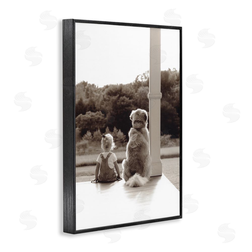 Kendra Dew Child And Dog Friendship Black Framed Giclee Wall Art Print
