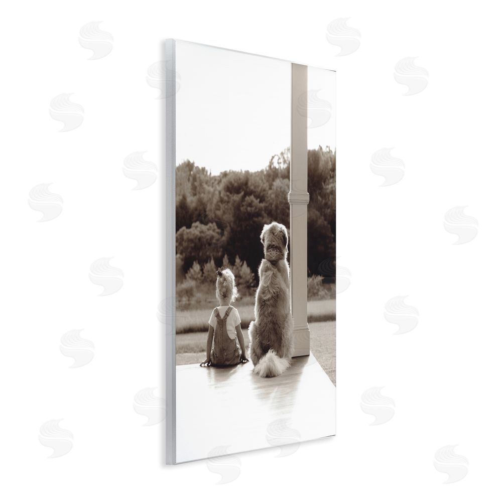 Kendra Dew Child And Dog Friendship Wall Plaque with Fixed Lithograph Print