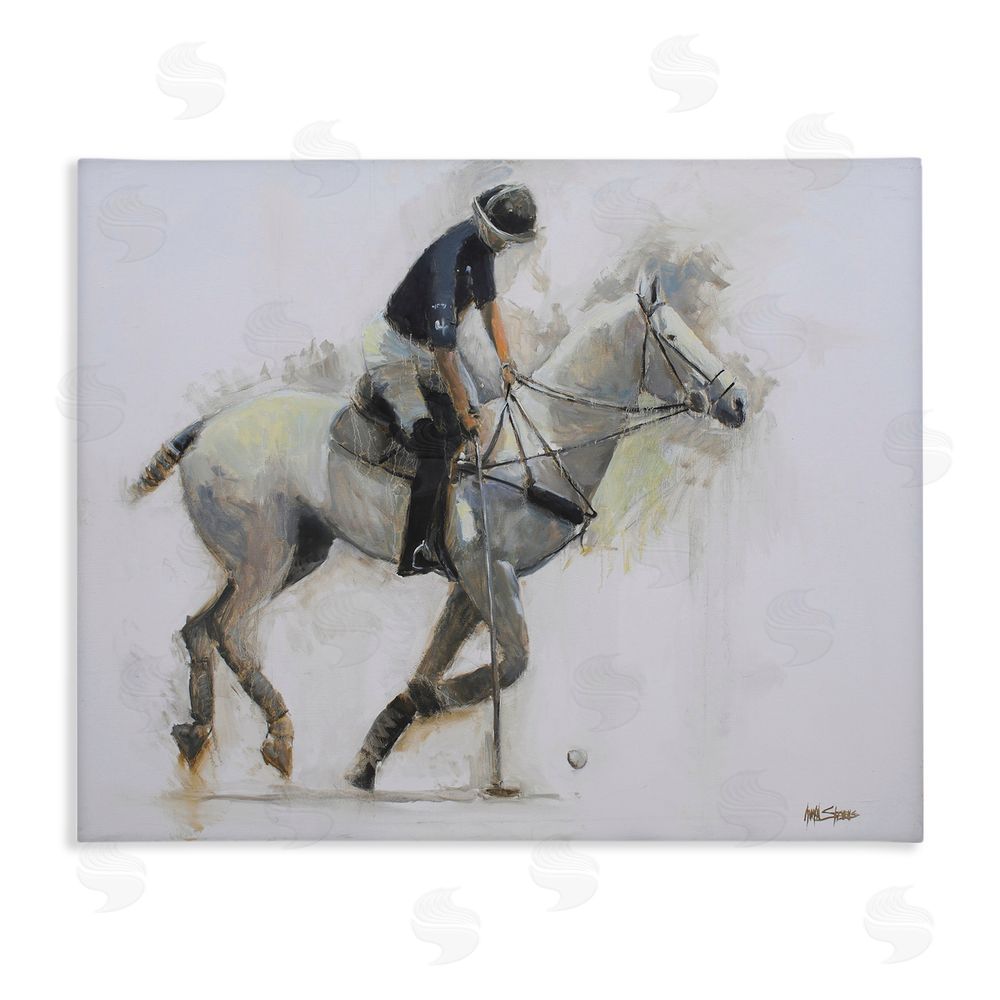 Jadei Graphics Polo Rider in Motion Stretched Canvas Wall Art Print