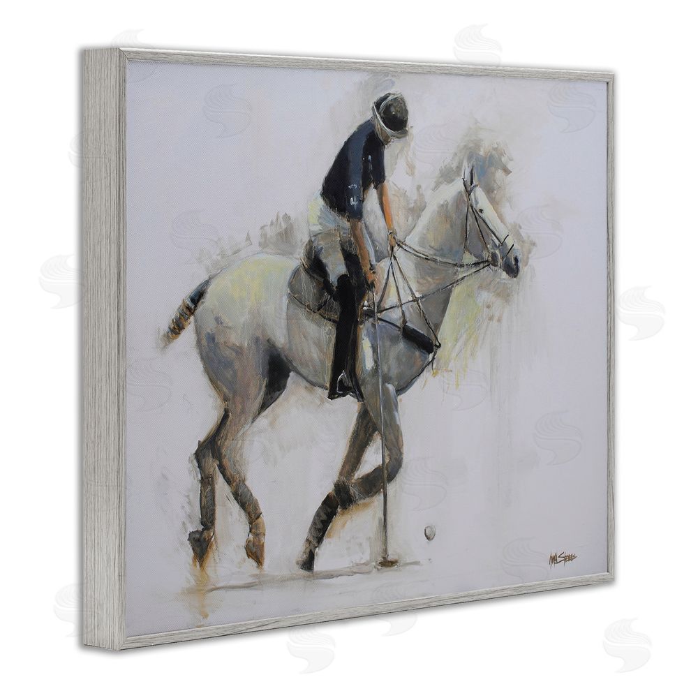 Jadei Graphics Polo Rider in Motion Gray Framed Giclee Wall Art Print