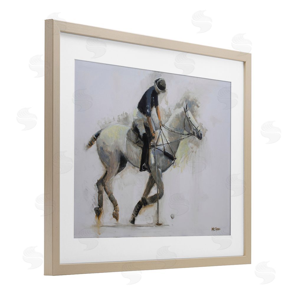 Jadei Graphics Polo Rider in Motion Brown Framed Print Under Glass Wall Art