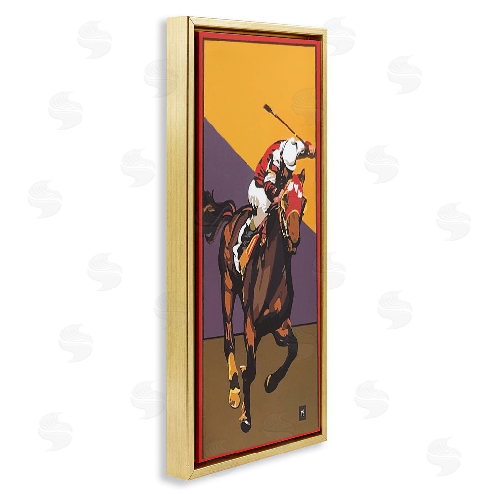 Jadei Graphics The Race Final Stretch Gold Floating Frame Canvas Wall Art Print
