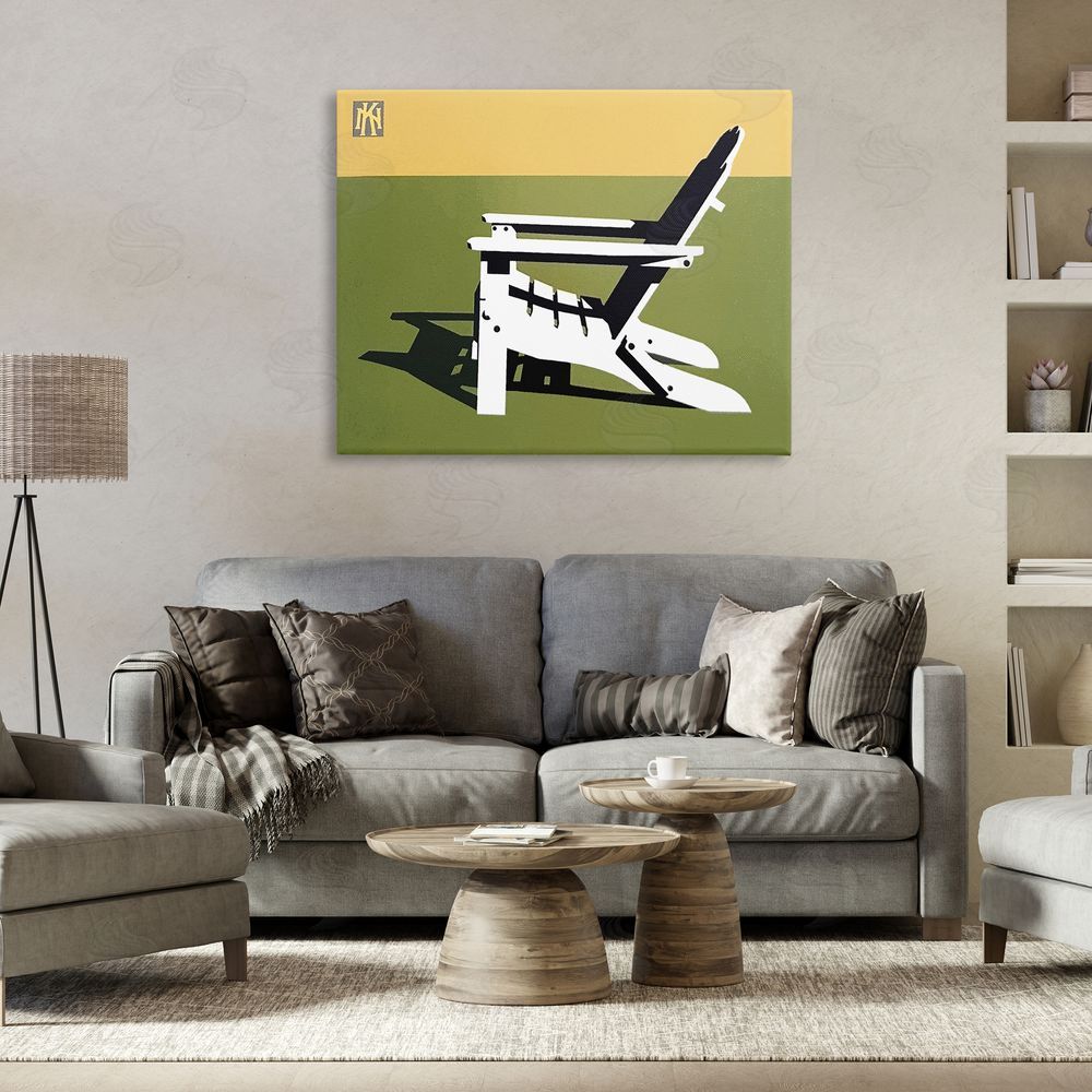 Jadei Graphics Minimal Sunlit Lounge Chair Stretched Canvas Wall Art in Room