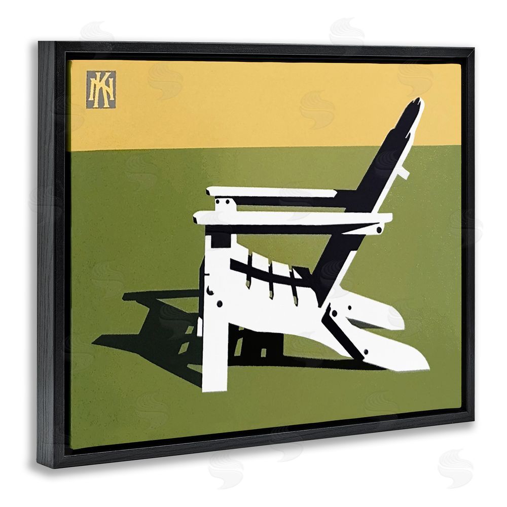Jadei Graphics Minimal Sunlit Lounge Chair Black Floating Frame Canvas Wall Art Print