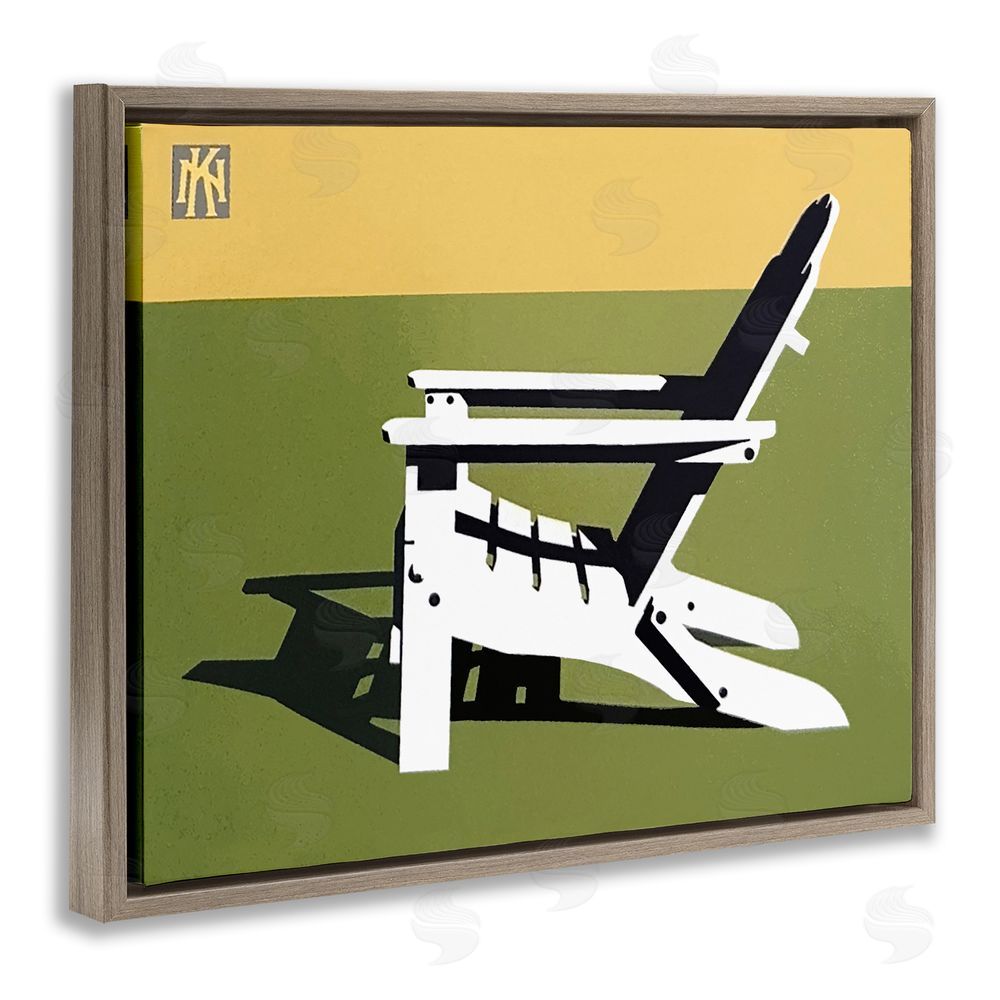 Jadei Graphics Minimal Sunlit Lounge Chair Brown Floating Frame Canvas Wall Art Print