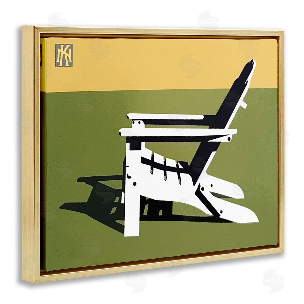 Jadei Graphics Minimal Sunlit Lounge Chair Gold Floating Frame Canvas Wall Art Print