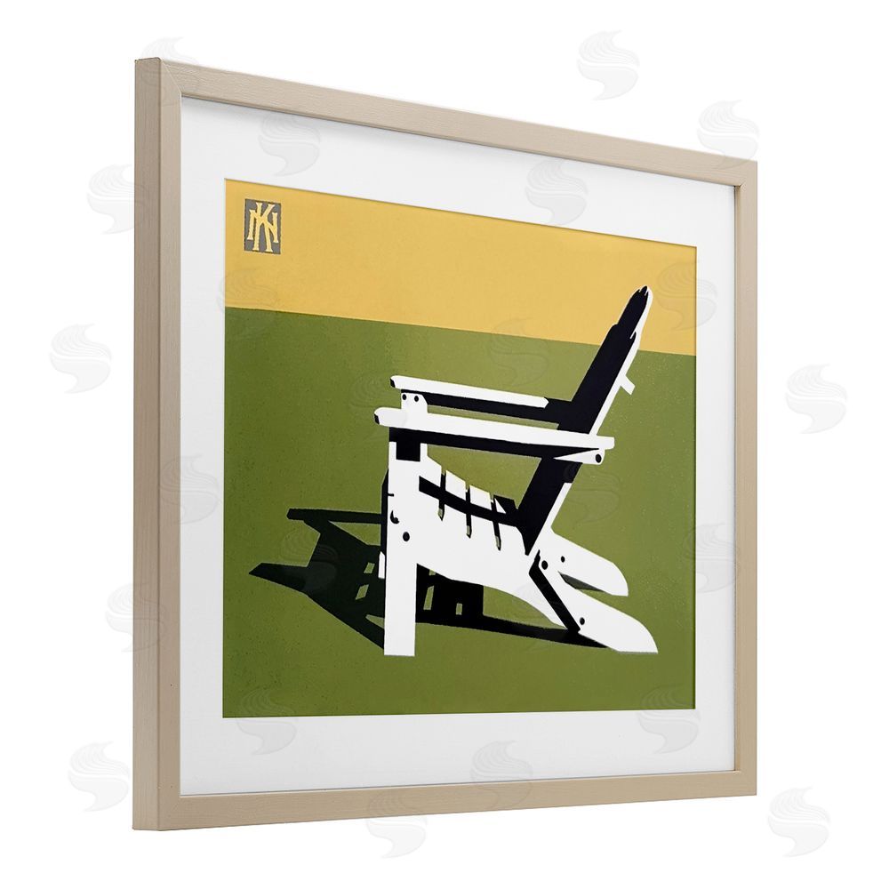 Jadei Graphics Minimal Sunlit Lounge Chair Brown Framed Print Under Glass Wall Art